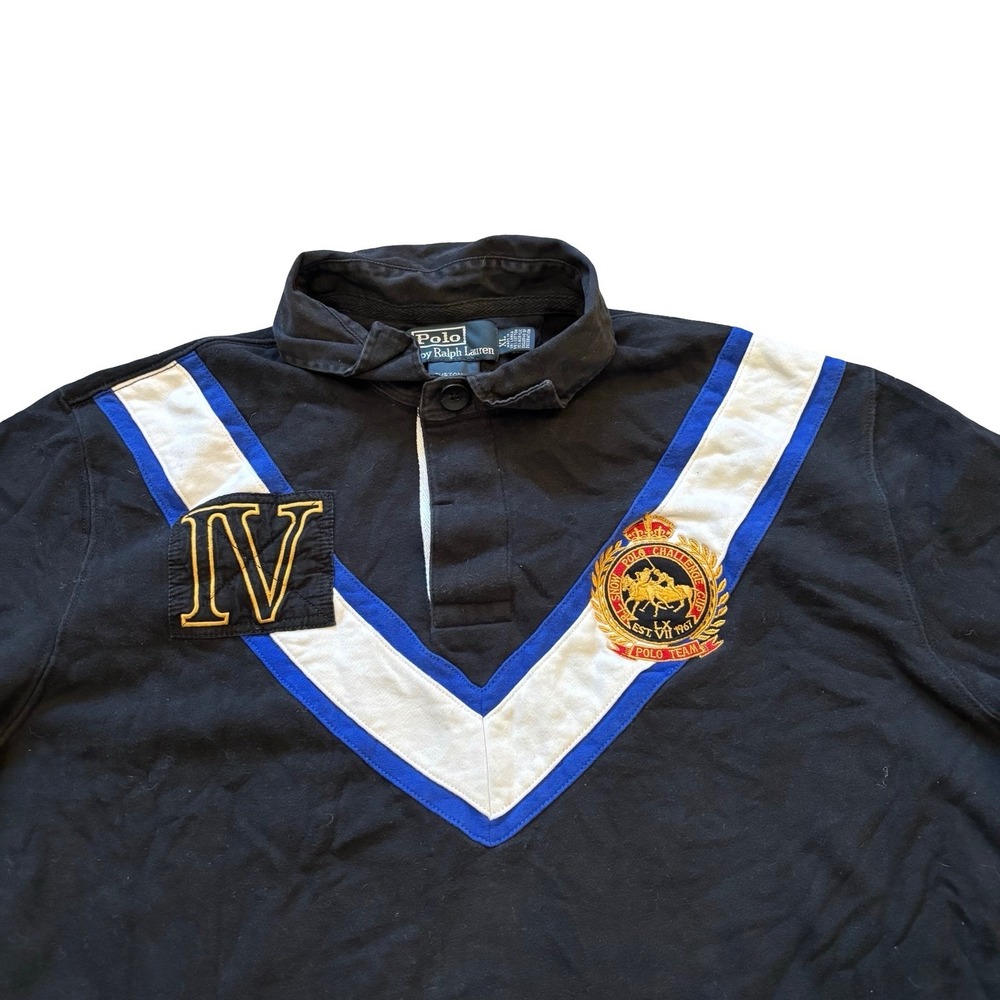 Polo‎ Ralph Lauren Mens XL Black Snow Polo Challenge Cup Rugby Shirt Custom Fit